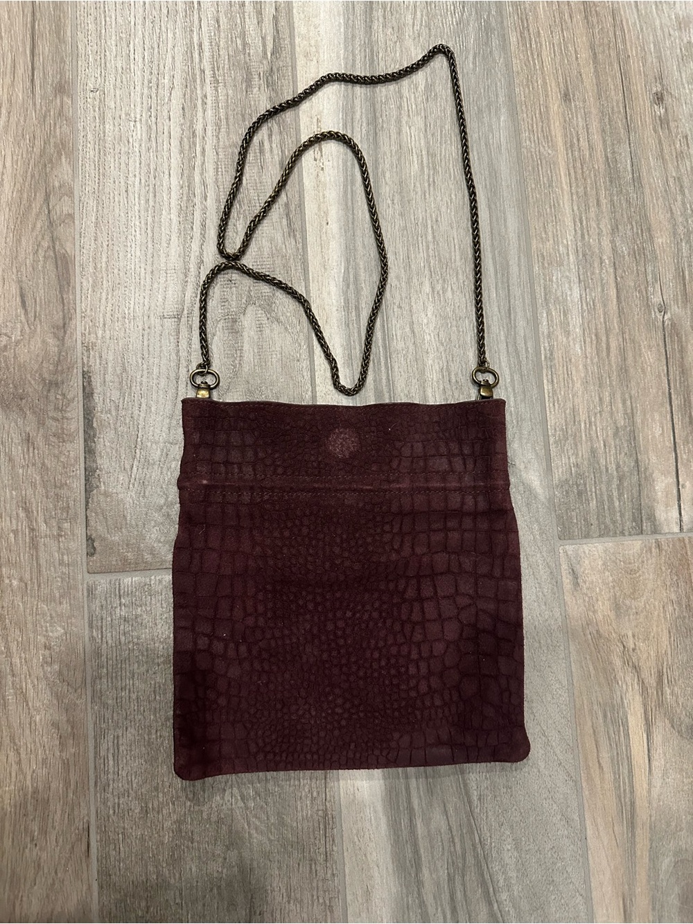 Free People Wine Textured Crossbody Bag with Chain Strap